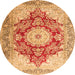 Square Persian Orange Traditional Rug, tr1101org