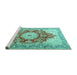 Sideview of Machine Washable Persian Turquoise Traditional Area Rugs, wshtr1101turq