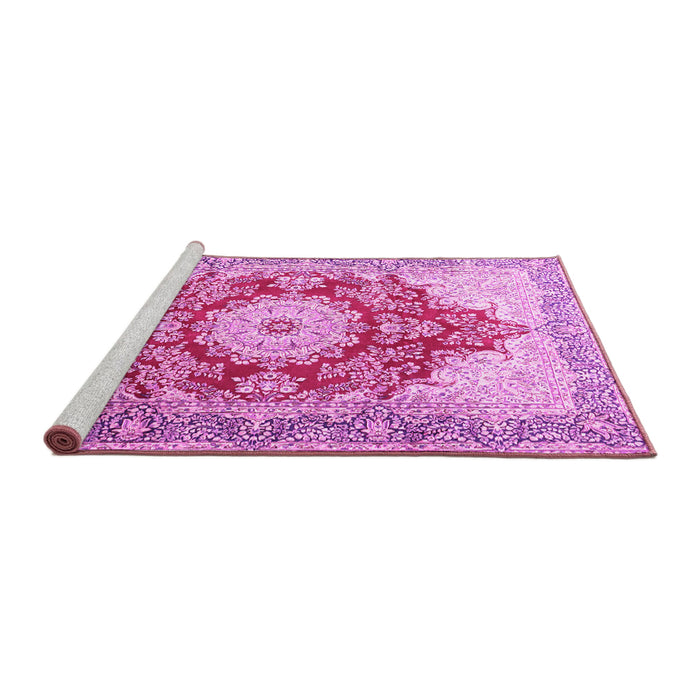 Sideview of Machine Washable Persian Pink Traditional Rug, wshtr1101pnk