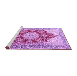 Sideview of Machine Washable Persian Purple Traditional Area Rugs, wshtr1101pur