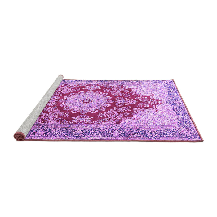 Sideview of Machine Washable Persian Purple Traditional Area Rugs, wshtr1101pur