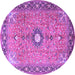 Round Machine Washable Persian Purple Traditional Area Rugs, wshtr1102pur