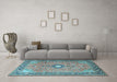 Machine Washable Persian Light Blue Traditional Rug in a Living Room, wshtr1102lblu