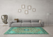 Machine Washable Persian Turquoise Traditional Area Rugs in a Living Room,, wshtr1102turq