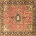 Square Persian Brown Traditional Rug, tr1102brn