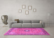 Machine Washable Persian Pink Traditional Rug in a Living Room, wshtr1102pnk