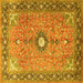 Square Machine Washable Persian Yellow Traditional Rug, wshtr1102yw