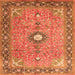 Round Machine Washable Persian Orange Traditional Area Rugs, wshtr1102org