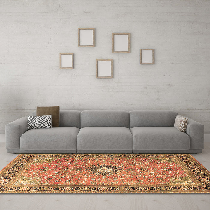 Machine Washable Persian Brown Traditional Rug in a Living Room,, wshtr1102brn
