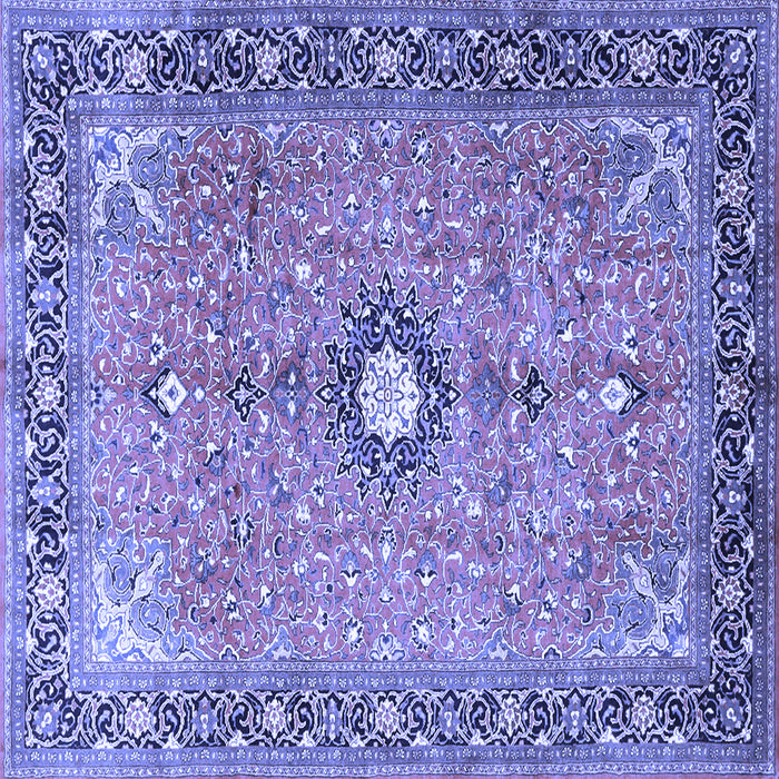 Square Machine Washable Persian Blue Traditional Rug, wshtr1102blu