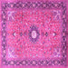 Square Machine Washable Persian Pink Traditional Rug, wshtr1102pnk