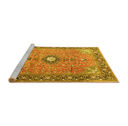 Sideview of Machine Washable Persian Yellow Traditional Rug, wshtr1102yw