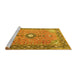 Sideview of Machine Washable Persian Yellow Traditional Rug, wshtr1102yw