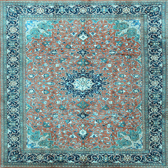 Square Machine Washable Persian Light Blue Traditional Rug, wshtr1102lblu