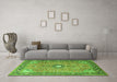 Machine Washable Persian Green Traditional Area Rugs in a Living Room,, wshtr1102grn