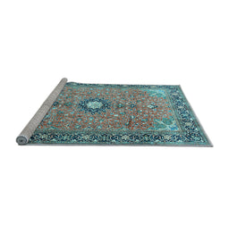 Sideview of Machine Washable Persian Light Blue Traditional Rug, wshtr1102lblu