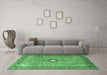 Machine Washable Persian Emerald Green Traditional Area Rugs in a Living Room,, wshtr1102emgrn