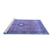 Sideview of Machine Washable Persian Blue Traditional Rug, wshtr1102blu