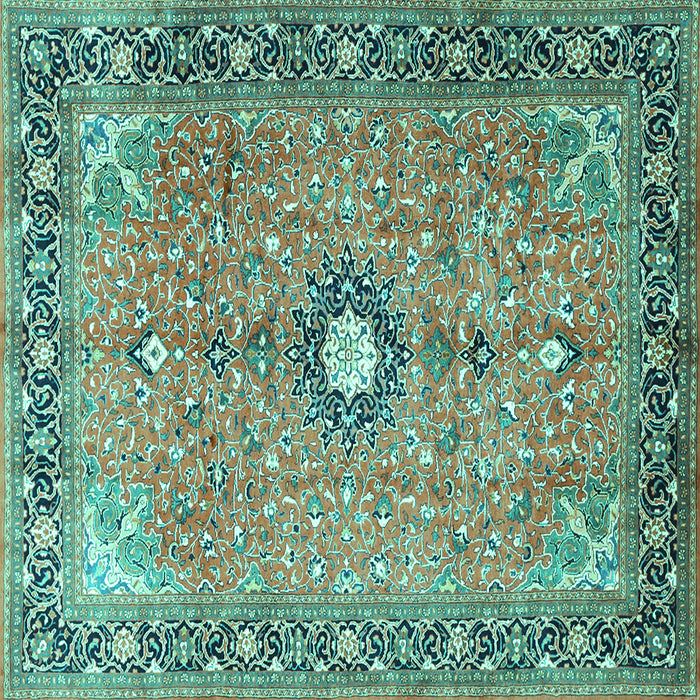 Square Persian Turquoise Traditional Rug, tr1102turq