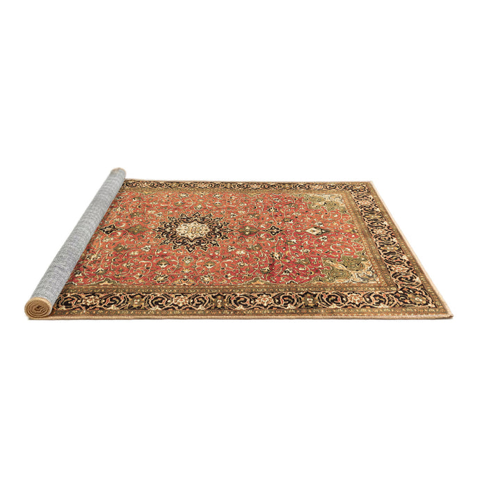 Sideview of Machine Washable Persian Brown Traditional Rug, wshtr1102brn