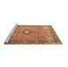 Sideview of Machine Washable Persian Brown Traditional Rug, wshtr1102brn