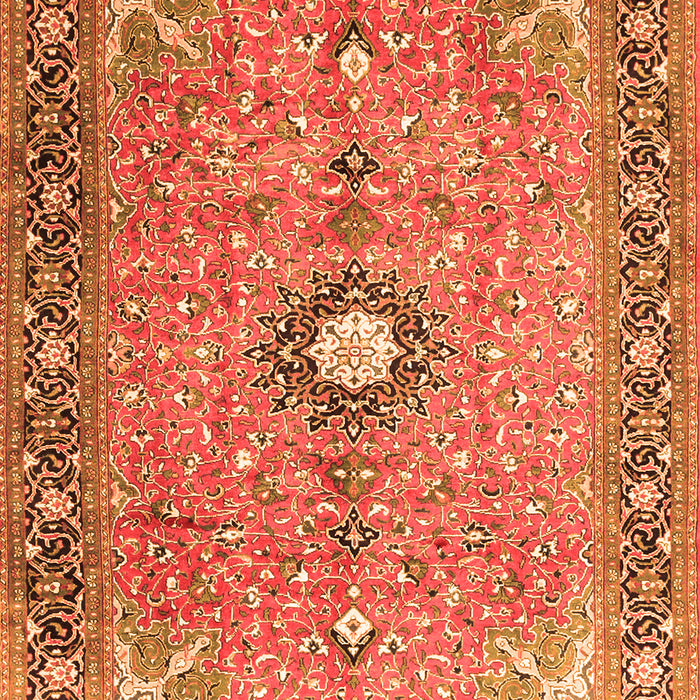 Serging Thickness of Machine Washable Persian Orange Traditional Area Rugs, wshtr1102org
