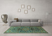 Machine Washable Persian Turquoise Traditional Area Rugs in a Living Room,, wshtr1103turq