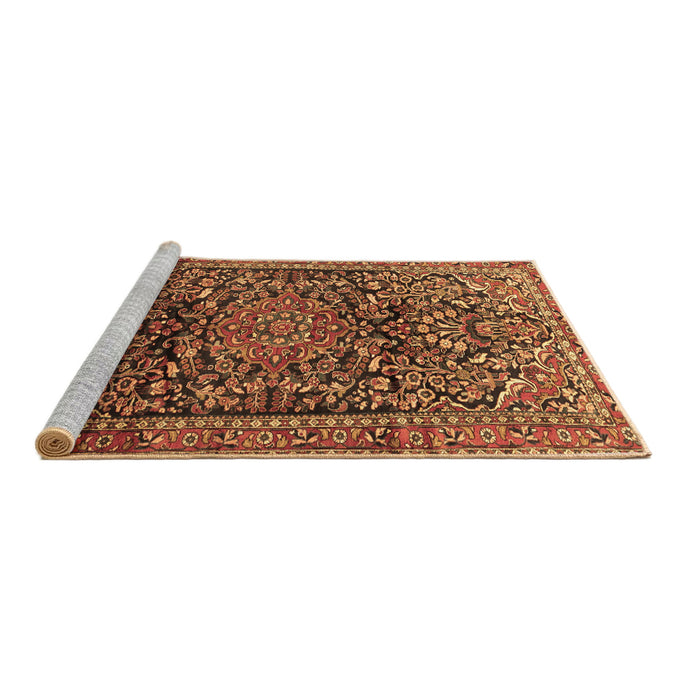 Sideview of Machine Washable Persian Brown Traditional Rug, wshtr1103brn