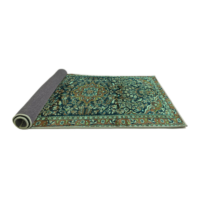 Sideview of Persian Turquoise Traditional Rug, tr1103turq