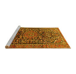 Sideview of Machine Washable Persian Yellow Traditional Rug, wshtr1103yw