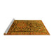 Sideview of Machine Washable Persian Yellow Traditional Rug, wshtr1103yw