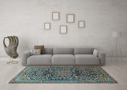 Machine Washable Persian Light Blue Traditional Rug in a Living Room, wshtr1103lblu