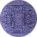 Round Machine Washable Persian Blue Traditional Rug, wshtr1103blu