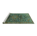 Sideview of Machine Washable Persian Turquoise Traditional Area Rugs, wshtr1103turq