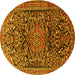 Round Persian Yellow Traditional Rug, tr1103yw