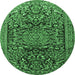 Round Persian Emerald Green Traditional Rug, tr1103emgrn