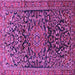 Square Machine Washable Persian Purple Traditional Area Rugs, wshtr1103pur