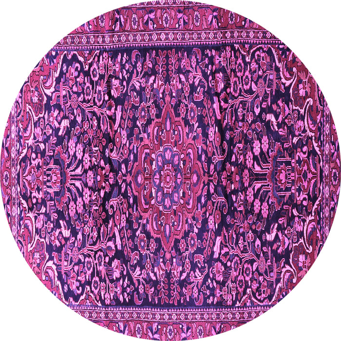 Round Machine Washable Persian Purple Traditional Area Rugs, wshtr1103pur