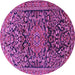 Round Machine Washable Persian Purple Traditional Area Rugs, wshtr1103pur