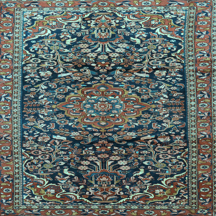 Square Machine Washable Persian Light Blue Traditional Rug, wshtr1103lblu