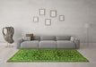 Machine Washable Persian Green Traditional Area Rugs in a Living Room,, wshtr1103grn