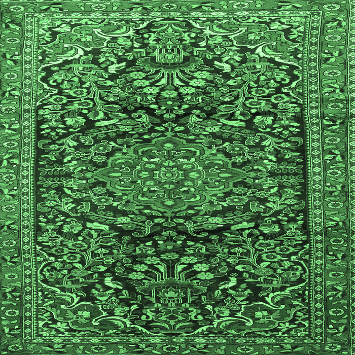 Square Machine Washable Persian Emerald Green Traditional Area Rugs, wshtr1103emgrn