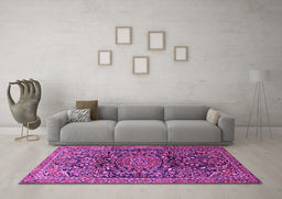 Machine Washable Persian Purple Traditional Area Rugs in a Living Room, wshtr1103pur