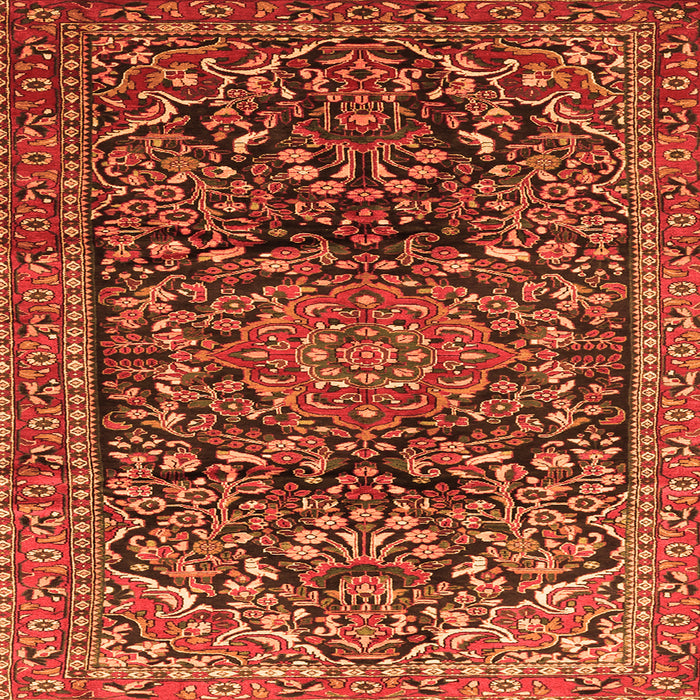 Round Machine Washable Persian Orange Traditional Area Rugs, wshtr1103org