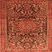 Round Machine Washable Persian Orange Traditional Area Rugs, wshtr1103org