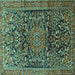 Square Persian Turquoise Traditional Rug, tr1103turq