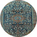 Round Persian Light Blue Traditional Rug, tr1103lblu