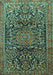 Machine Washable Persian Turquoise Traditional Area Rugs, wshtr1103turq