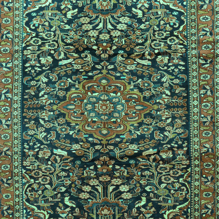 Machine Washable Persian Turquoise Traditional Area Rugs, wshtr1103turq