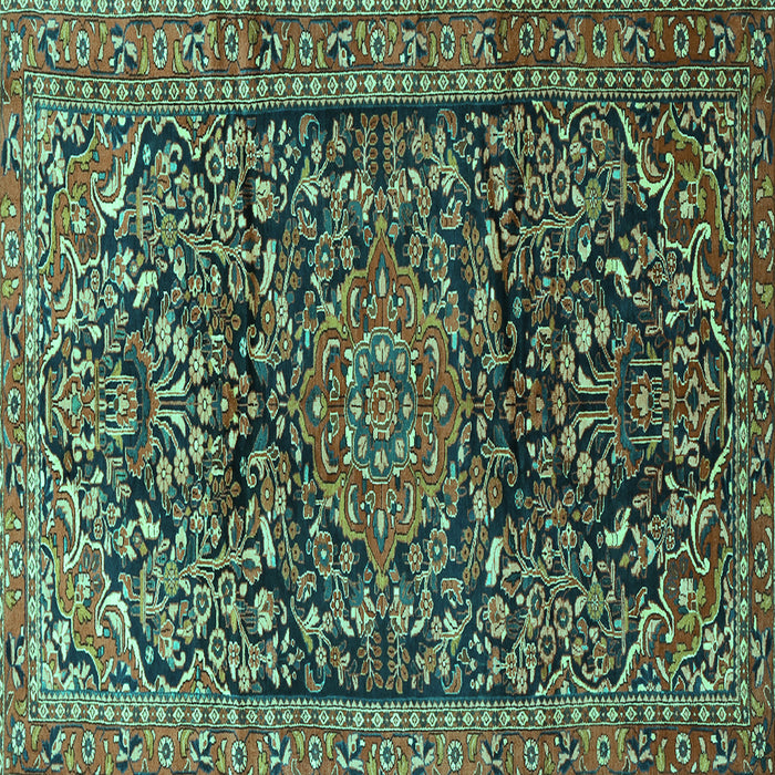 Square Machine Washable Persian Turquoise Traditional Area Rugs, wshtr1103turq